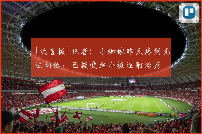 [流言板]记者：小蜘蛛昨天疼到无法训练，已接受血小板注射治疗